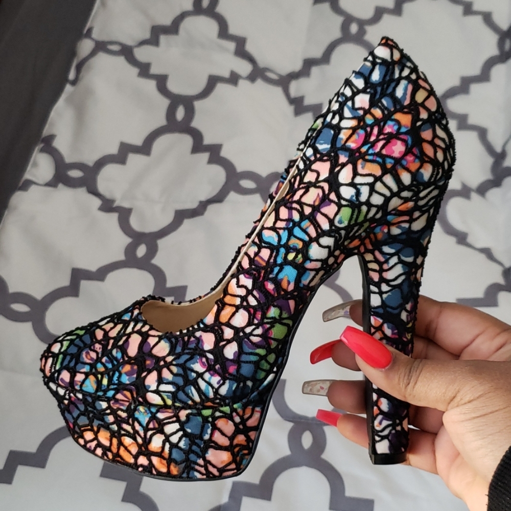 SHI Multi-Colored Platform Heels